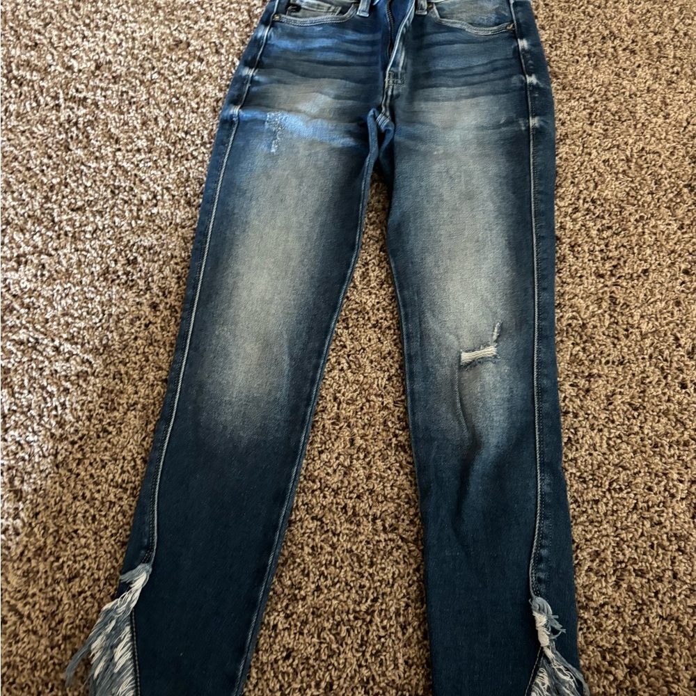 KanCan Blue Distressed Straight Leg Jeans